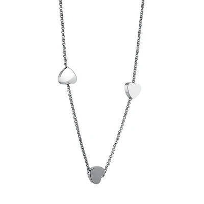 Collier avec Triple Coeur en Acier Inoxydable. Color: blanc | Doucet Latendresse