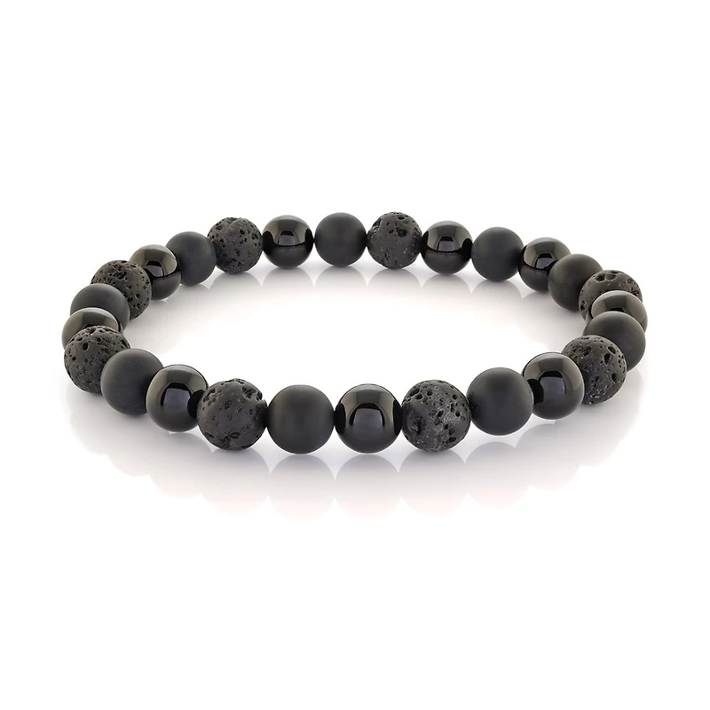 Bracelet pour homme - Acier inoxydable & Billes noir. Color: noir | Doucet Latendresse