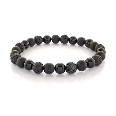 Bracelet pour homme - Acier inoxydable & Billes noir. Color: noir | Doucet Latendresse