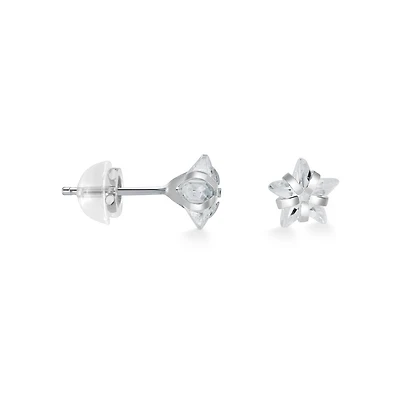 Earrings stars with cubic zirconnium in 10K white Gold - 6mm. Color: white | Doucet Latendresse