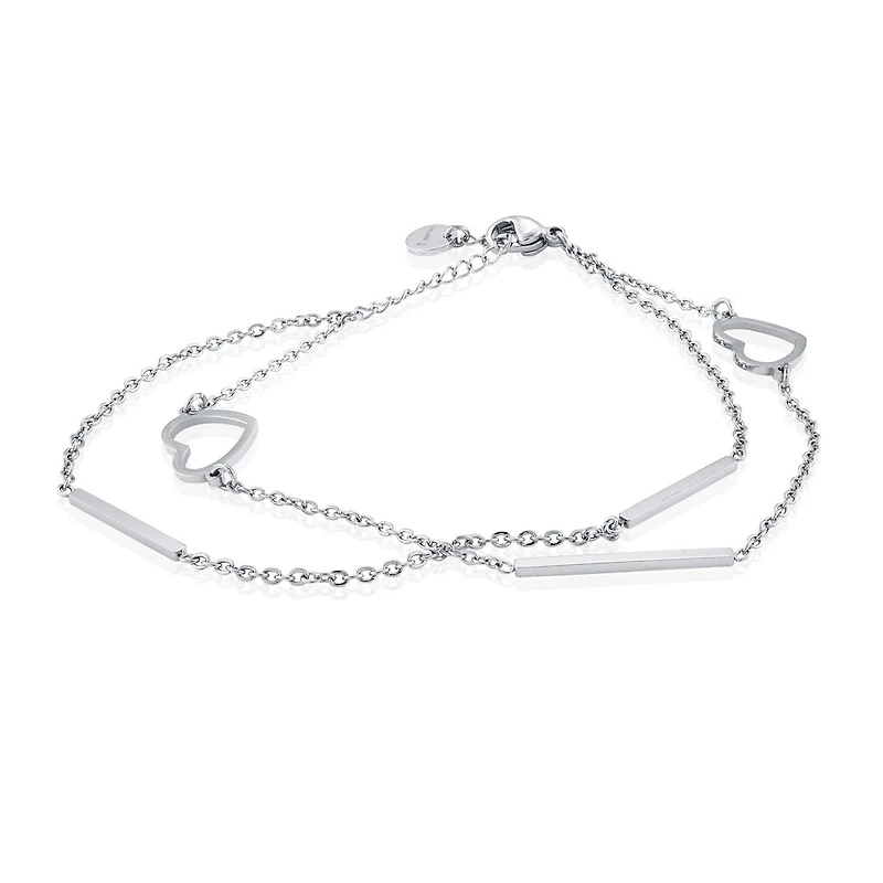 Bracelet double brin en acier inoxydable. Color: blanc | Doucet Latendresse