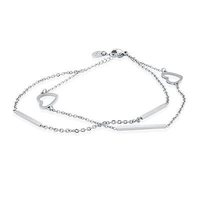 Bracelet double brin en acier inoxydable. Color: blanc | Doucet Latendresse
