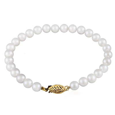 Pearl bracelet 6-7mm et 7.5 inches - 14K gold. Color: yellow | Doucet Latendresse