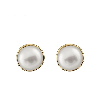 Boucles d'oreilles à tiges fixes en or Jaune 10K avec perles de -.5 mm. Color: jaune | Doucet Latendresse