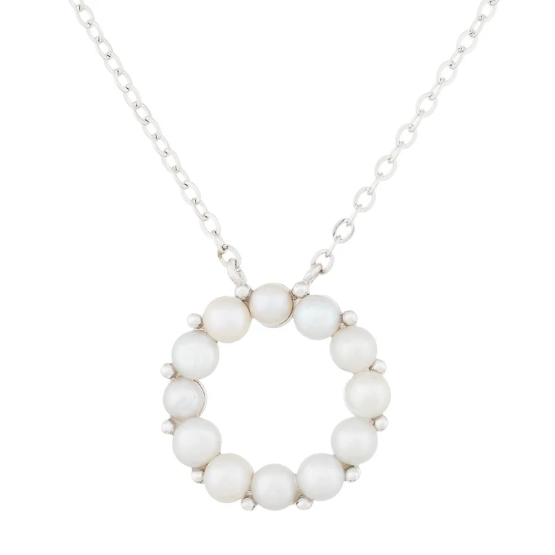 Pendentif  en perles et collier (17 pouces) en argent sterling 0.925. Color: blanc | Doucet Latendresse