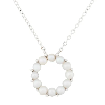 Pendentif  en perles et collier (17 pouces) en argent sterling 0.925. Color: blanc | Doucet Latendresse
