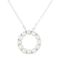 Pendentif  en perles et collier (17 pouces) en argent sterling 0.925. Color: blanc | Doucet Latendresse