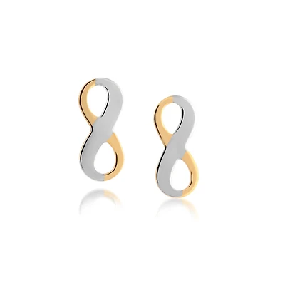 Boucles d'oreilles symbole d'infini pour enfants 2 Tons - or jaune 10K. Color: 2 tons | Doucet Latendresse