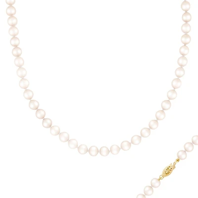 Collier de Perles 6-7MM et de 18 pouces - fermoir en or 14K. Color: jaune | Doucet Latendresse