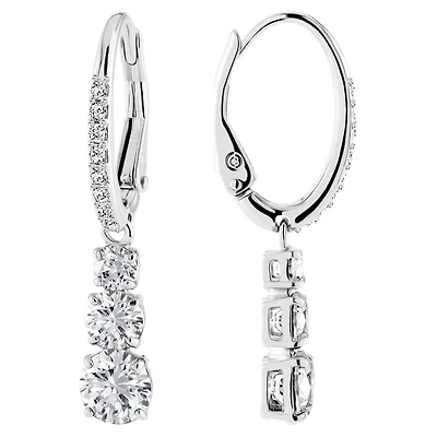Boucles d'Oreilles Stilla Attract en Métal Rhodié avec Cristaux Swarovski - 0.3 x 0.1 cm. Color: blanc | Doucet Latendresse