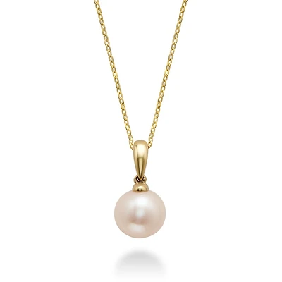 Pendant for woman - 10K yellow gold with cultured pearl. Color: yellow | Doucet Latendresse