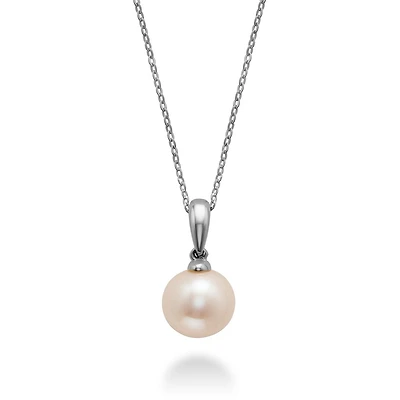 Pendant for woman - 10K white gold with cultured pearl. Color: white | Doucet Latendresse