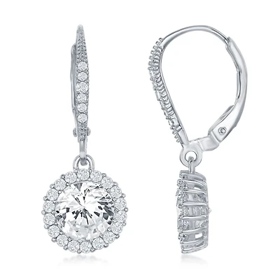 Hanging earrings  in sterling silver .925 with cubic zirconia. Color: silver | Doucet Latendresse