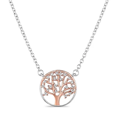 Collier arbre de vie rose en argent sterling .925 et cubique zirconia. Color: 2 tons | Doucet Latendresse