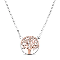 Collier arbre de vie rose en argent sterling .925 et cubique zirconia. Color: 2 tons | Doucet Latendresse
