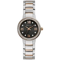 Montre en Acier Inoxydable 2 Tons – 30mm, Cadran Noir avec Marqueurs en Cristaux | Doucet Latendresse