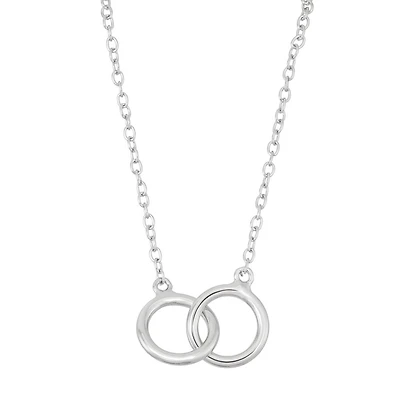 Double interlocked rings necklace in sterling silver .925. Color: silver | Doucet Latendresse