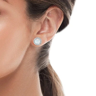 Boucles d'oreilles opale en argent sterling .925 et zircons cubiques. Color: argent | Doucet Latendresse