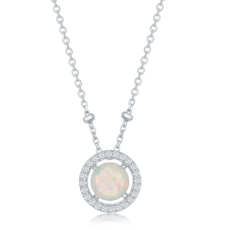 Collier opale en argent sterling .925 avec zircons cubiques. Color: argent | Doucet Latendresse
