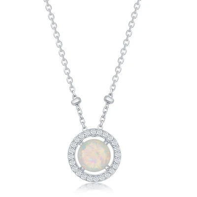 Collier opale en argent sterling .925 avec zircons cubiques. Color: argent | Doucet Latendresse