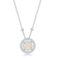 Collier opale en argent sterling .925 avec zircons cubiques. Color: argent | Doucet Latendresse