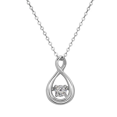 Pendentif 16x10mm en Argent sterling .925 et Zircons cubiques avec Chaîne. Color: blanc | Doucet Latendresse