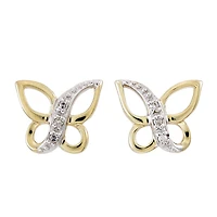 Boucles d'oreilles papillon pour femme - Or 2 tons 10K & Diamants totalisant 2 pts. Color: jaune | Doucet Latendresse