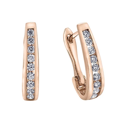 Lady's Earrings - 10K rose Gold & Diamonds TW 10pts.. Color: pink | Doucet Latendresse