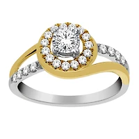 Two-Tone 10K Gold Halo Ring Set with Diamonds