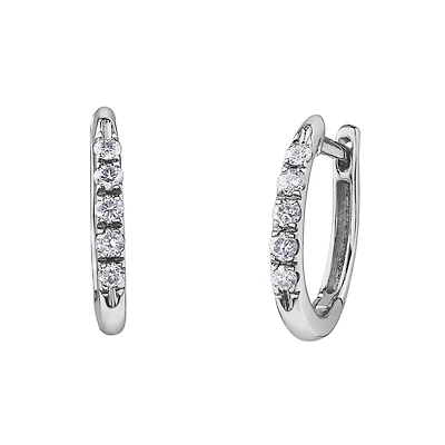 Boucles d'oreilles Anneaux - Or blanc 10K & Diamants totalisant 15pts.. Color: blanc | Doucet Latendresse