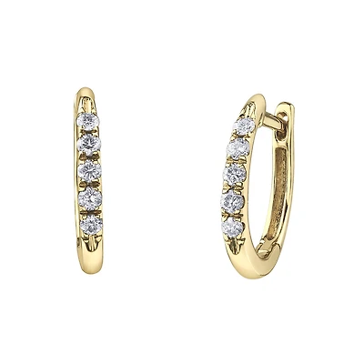 Diamond Hoop earrings - 10K yellow Gold & T.W. 15pts.. Color: yellow | Doucet Latendresse