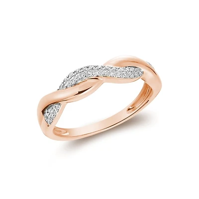 10K Rose Gold Cross Ring Set with Diamonds. Color: pink | Doucet Latendresse