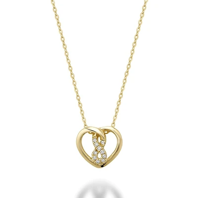 Heart pendant with infinity symbol for woman - 10K yellow gold & Diamonds T.W. 3pts. Color: yellow | Doucet Latendresse
