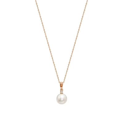 Pendentif pour femme - Or rose 10K avec perle de culture & Diamant totalisant 2pts. Color: rose | Doucet Latendresse