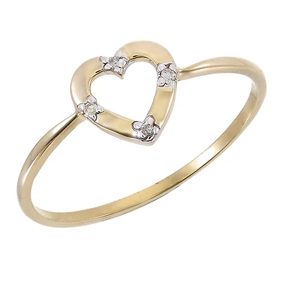 Heart ring for woman - 10K yellow gold & diamonds T.W. 2pts. Color: 2 tone | Doucet Latendresse