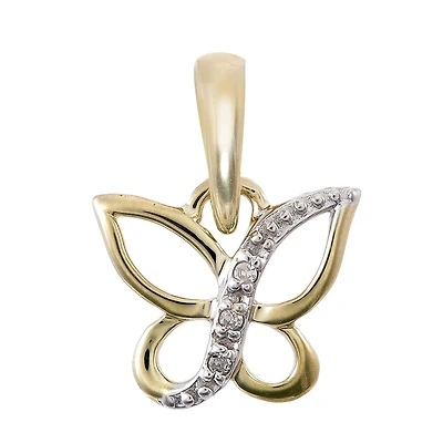 Butterfly pendant for women - 10K 2 tone Gold & Diamonds T.W. 1pts. Color: 2 tone | Doucet Latendresse