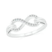 Bague avec symbole de l'infini pour femme en argent sterling .925 & diamants totalisant 10pts. Color: blanc | Doucet Latendresse
