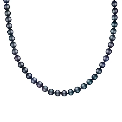 Collier de Perles noires 7-8MM et de 18 pouces - fermoir en or 14K. Color: blanc | Doucet Latendresse