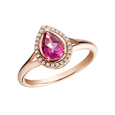 Bague pour femme Or rose 10k & topaze rose & diamants totalisant 8pts. Color: rose | Doucet Latendresse