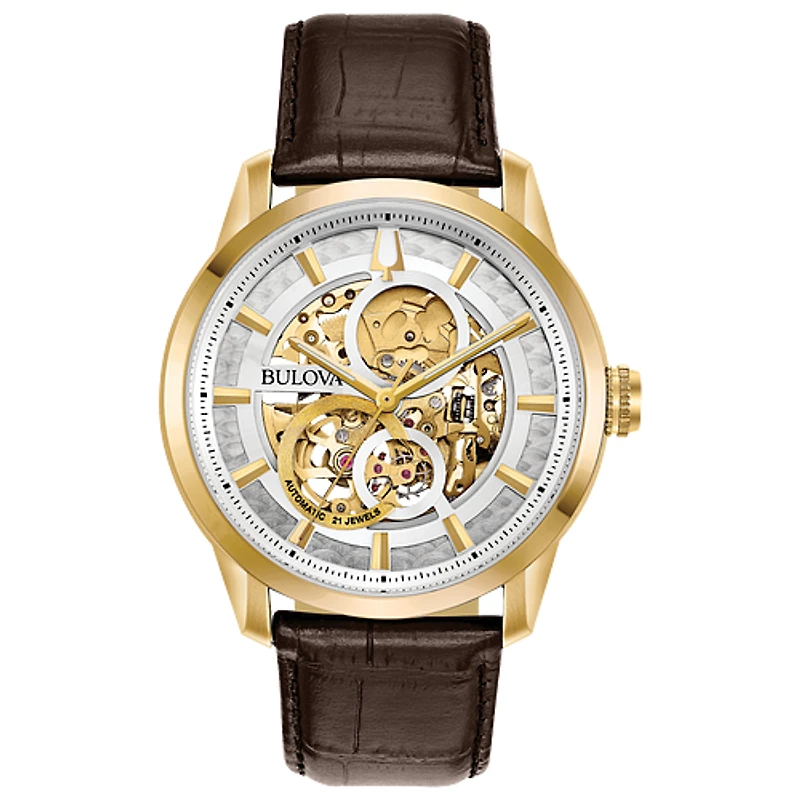 Montre Bulova pour homme - Boîtier en acier inoxydable & Bracelet en cuir | Doucet Latendresse
