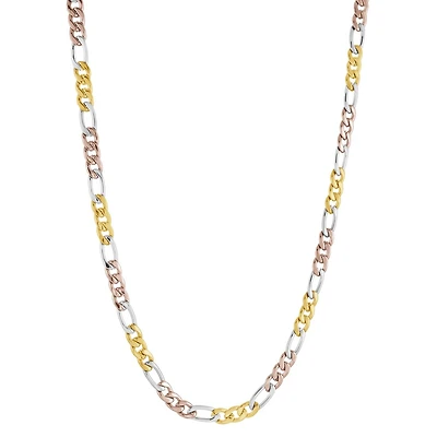18'' figaro chain - 3 tones stainless steel. Color: 3 tone | Doucet Latendresse