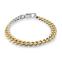 Bracelet Gourmette Réversible 2 tons poli en acier inoxydable - 8. Color: 2 tons | Doucet Latendresse