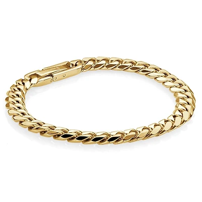 Polished Gold Stainless Steel Curb Bracelet - 8.5. Color: yellow | Doucet Latendresse