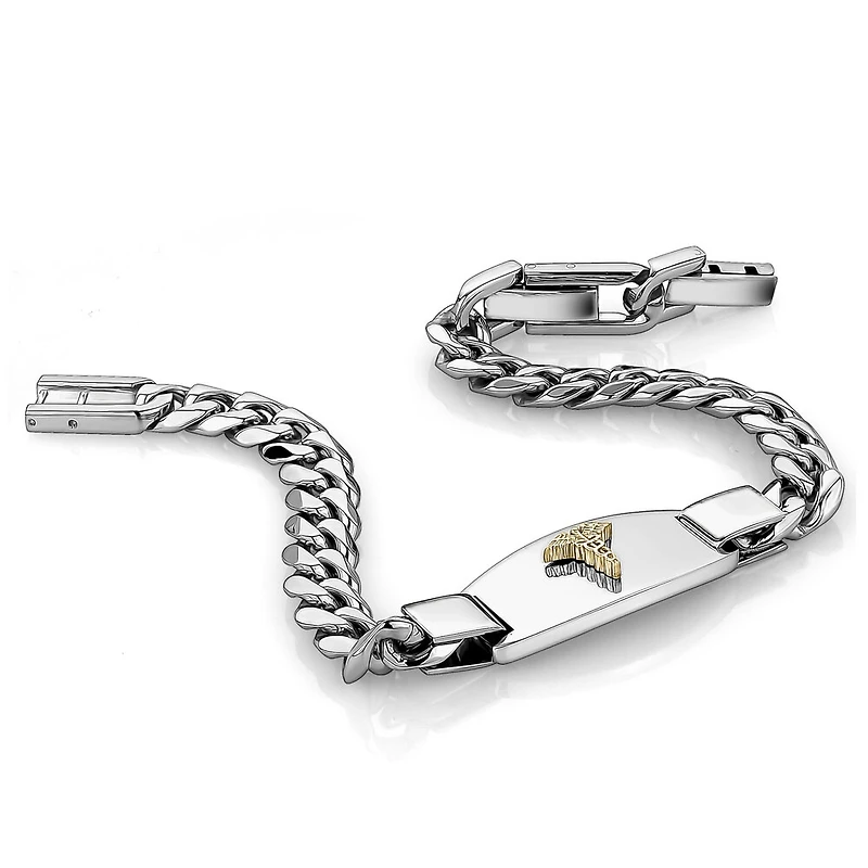 Bracelet Médical , style Gourmette en acier inoxydable - 8.5. Color: 2 tons | Doucet Latendresse