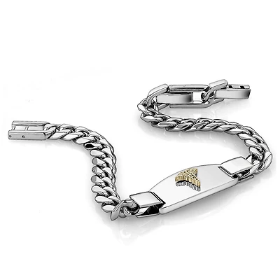 Bracelet Médical , style  Gourmette en acier inoxydable - 8.5. Color: 2 tons | Doucet Latendresse