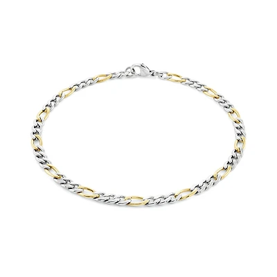 2 Tone stainless steel figaro ankle chain -10. Color: 2 tone | Doucet Latendresse