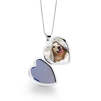 Pendentif Locket coeur ,en argent sterling 925  - chaine incluse 16. Color: blanc | Doucet Latendresse