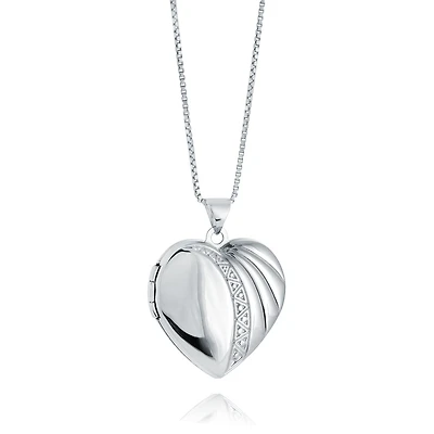 Locket heart pendant in 925 sterling silver - chain included 16