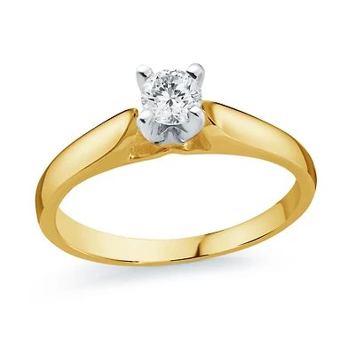 Solitaire Ring, 10K Yellow  Gold & Cubic Zirconia 50 points. Color: yellow | Doucet Latendresse