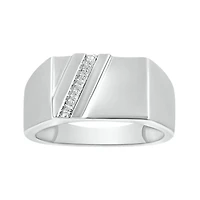 Bague à une bande 10K avec diamants. Color: blanc | Doucet Latendresse